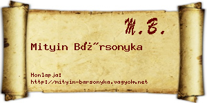 Mityin Bársonyka névjegykártya